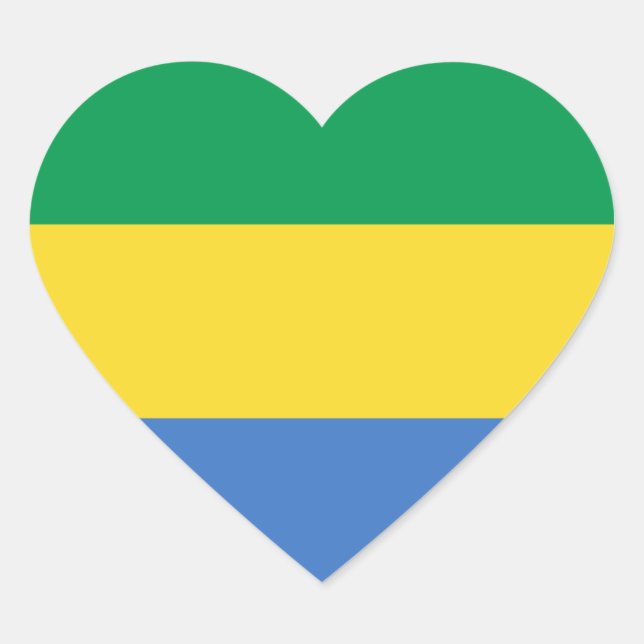 Adesivo de Coração da Bandeira do Gabão (Frente)