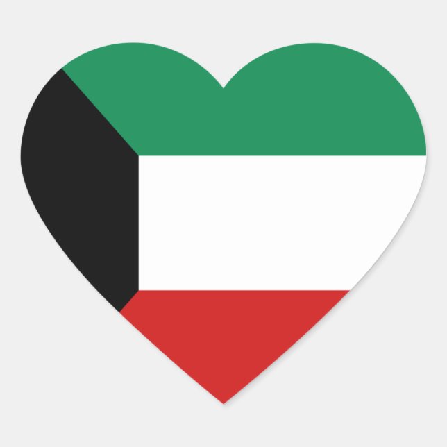 Adesivo de Coração da Bandeira do Kuwait (Frente)