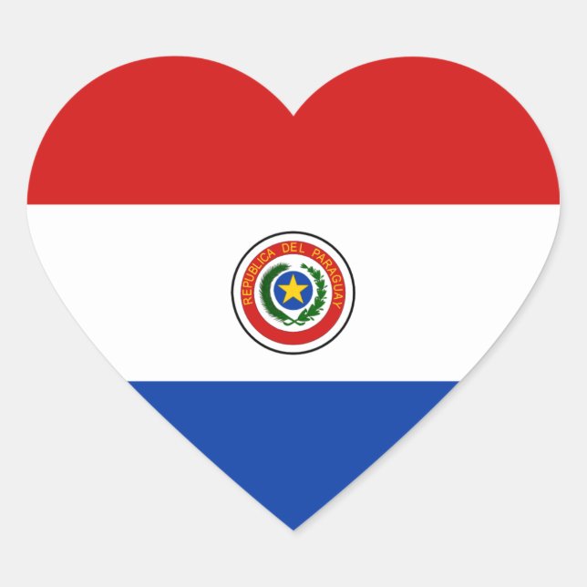 Adesivo de Coração da Bandeira do Paraguai (Frente)