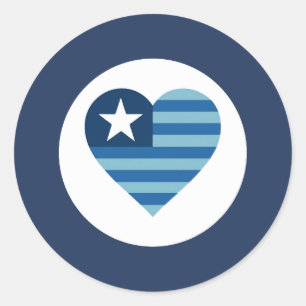 Adesivo de Coração da Linha Azul Fina