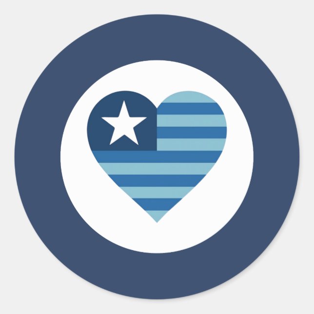 Adesivo de Coração da Linha Azul Fina (Frente)