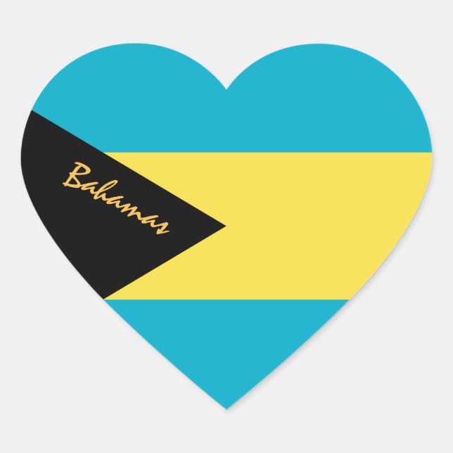 Adesivo de Coração das Bahamas, Bandeira Patriótic (Frente)