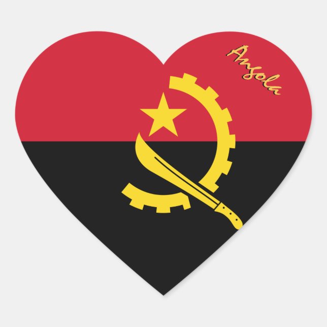Adesivo de Coração de Angola, Bandeira Angolana Pa (Frente)