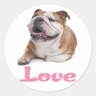 Adesivo de Coração de Cachorrinho Bulldog Inglês