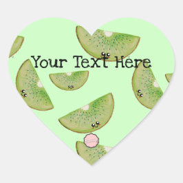 Adesivo de Coração de Kiwi em Aquarela Kawaii Pers