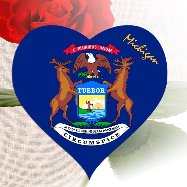 Adesivo de Coração de Michigan, Bandeira Patriótic (Criador carregado)