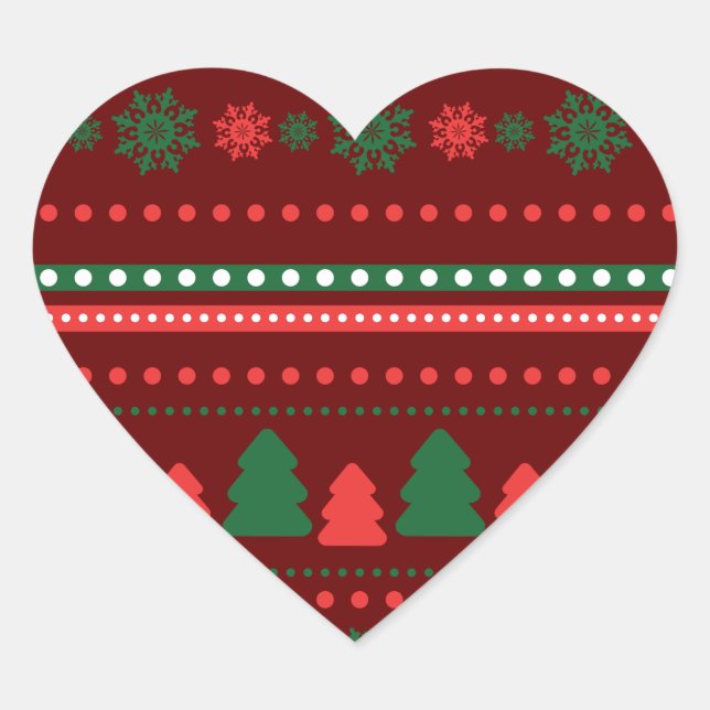 Adesivo de Coração de Natal (Frente)
