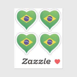 Adesivo de coração de orgulho da bandeira do Brasi