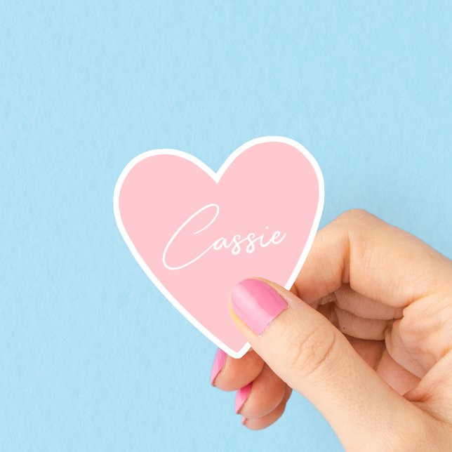 Adesivo de Coração Rosa Personalizado (Criador carregado)