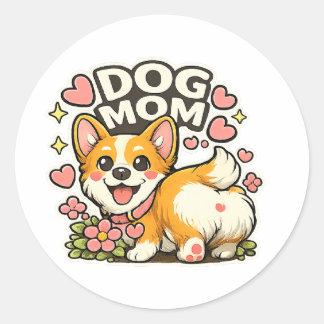 Adesivo de Corgi Mãe de Cachorro Fofo Kawaii Flor,