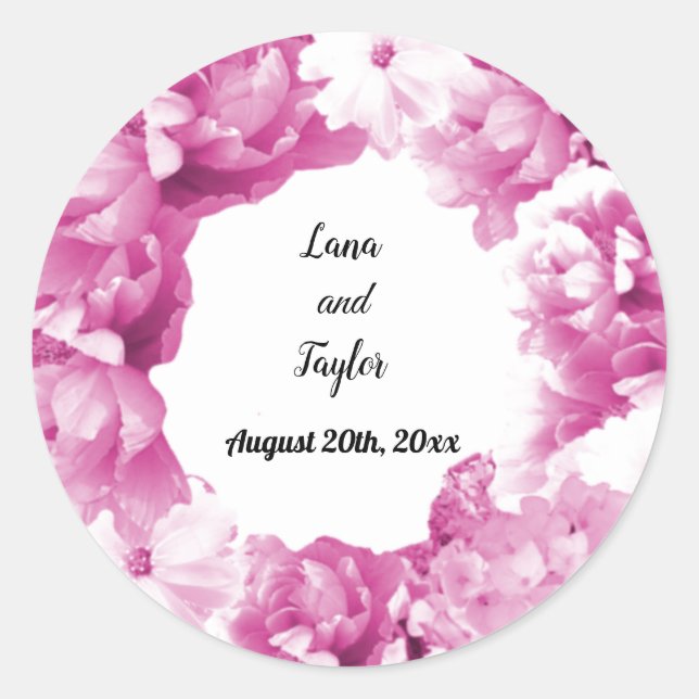 Adesivo de Coroa de Casamento Rosa Monocromático e (Frente)