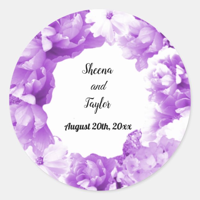 Adesivo de Coroa de Casamento Roxo Monocromático (Frente)