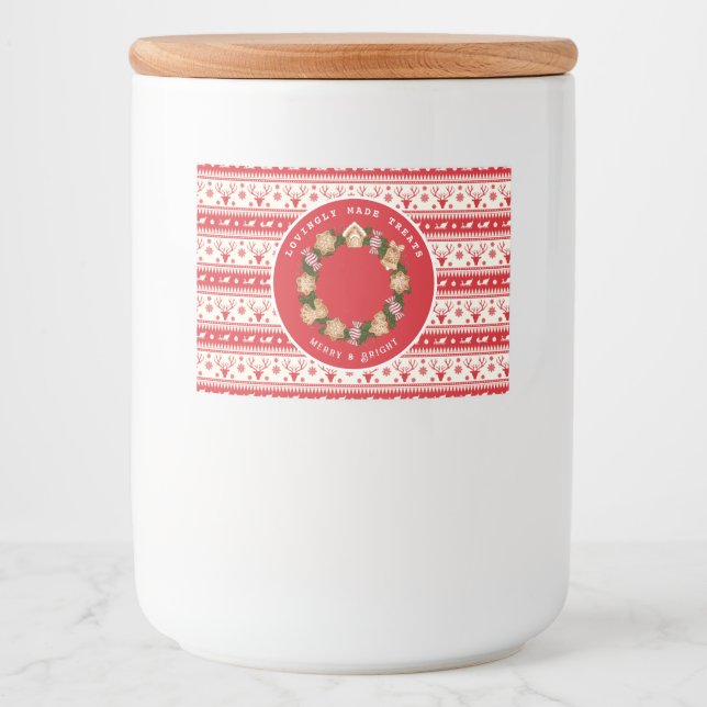 Adesivo de Coroa de Natal de Biscoito Personalizad (Frente)