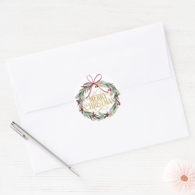 Adesivo de Coroa de Natal Festivo Alegre (Envelope)
