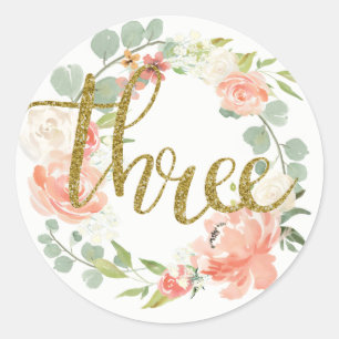Adesivo de Coroa Floral em Rosa Dourado para 3º An