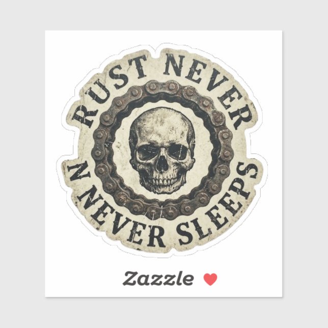 Adesivo de Corrente de Motoqueiro Rust Never Sleep (Folha)