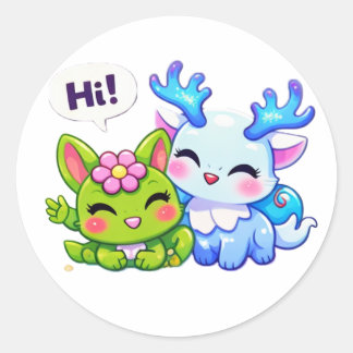 Adesivo de Criatura de Fantasia Kawaii da Pulspunk