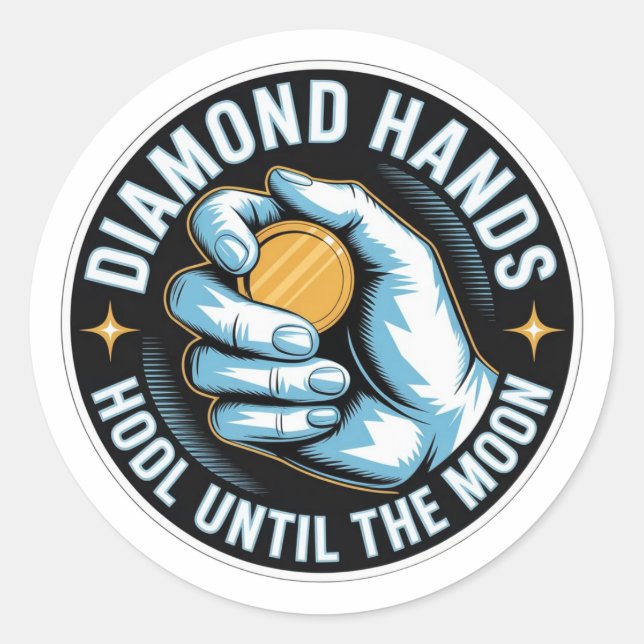 Adesivo de Criptomoeda Mãos de Diamante - HODL Até (Frente)