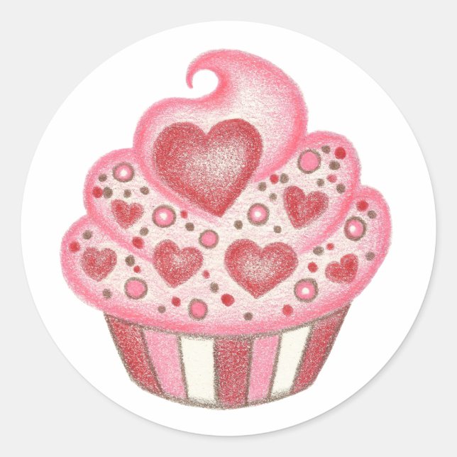 Adesivo de Cupcake do Dia dos Namorados (Frente)