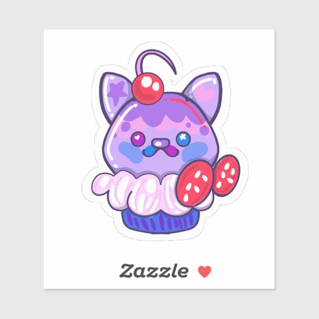 Adesivo de cupcake Kawaii Kitty  (Folha)