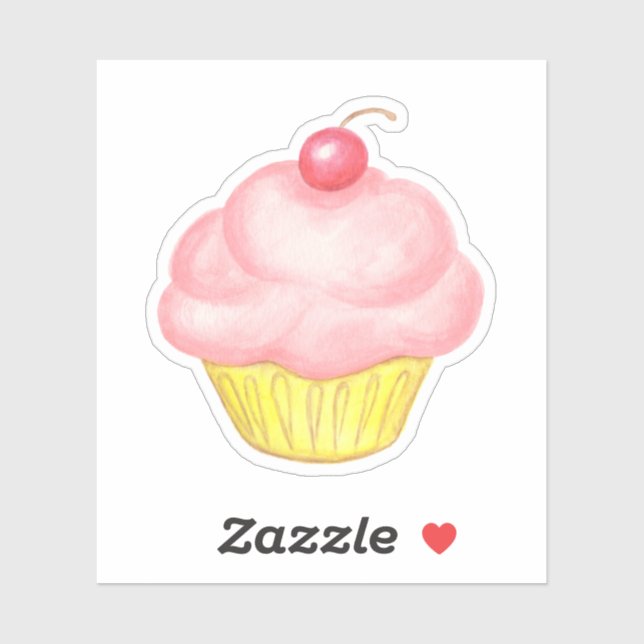 Adesivo de Cupcake Rosa (Folha)