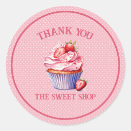 Adesivo de Cupcake Rosa Editável – Padaria Persona