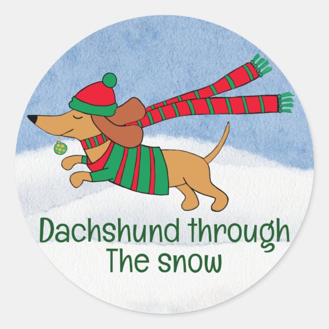 Adesivo de Dachshund na Neve (Frente)