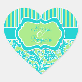 Adesivo de Damasco com Riscos Azul, Verde e Branco