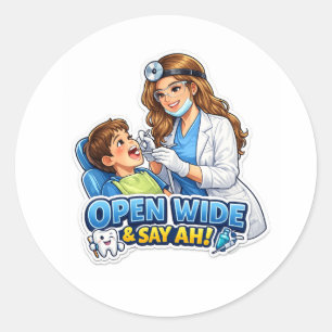Adesivo de Dentista Abra Bem e Diga Ah