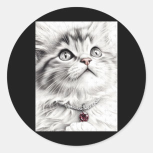 Adesivo de desenho a lápis de gato realista