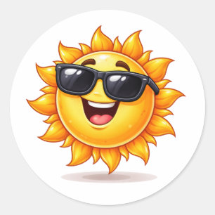 Adesivo de desenho animado do Sol Legal usando ócu