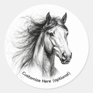 Adesivo de desenho de arte de linha de cavalo mini