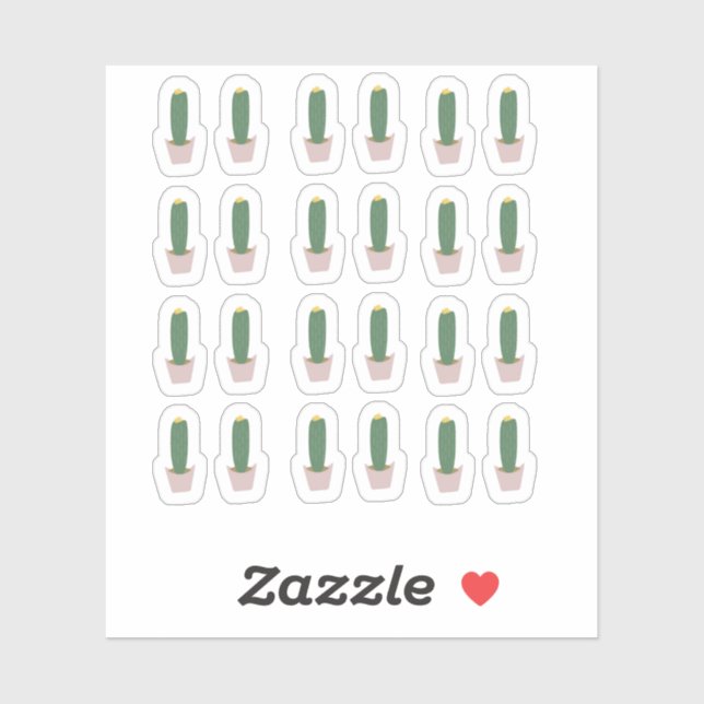 Adesivo de Deserto de Cactos Botânicos em Vaso Alt (Folha)