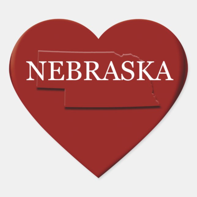 Adesivo de Design do Mapa do Coração de Nebraska (Frente)