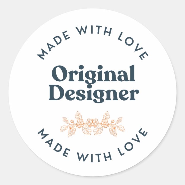 Adesivo de Designer Original Feito Com Amor (Frente)