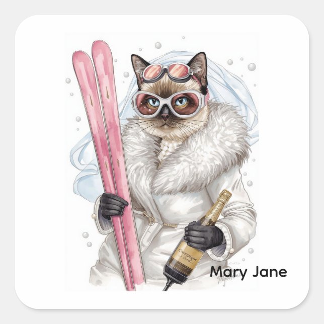 Adesivo de Despedida de Solteira de Esqui - Noiva  (Frente)