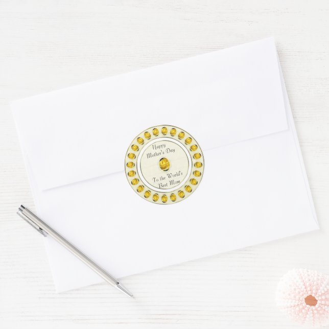 Adesivo de Dia de as mães rosa amarelo (Envelope)