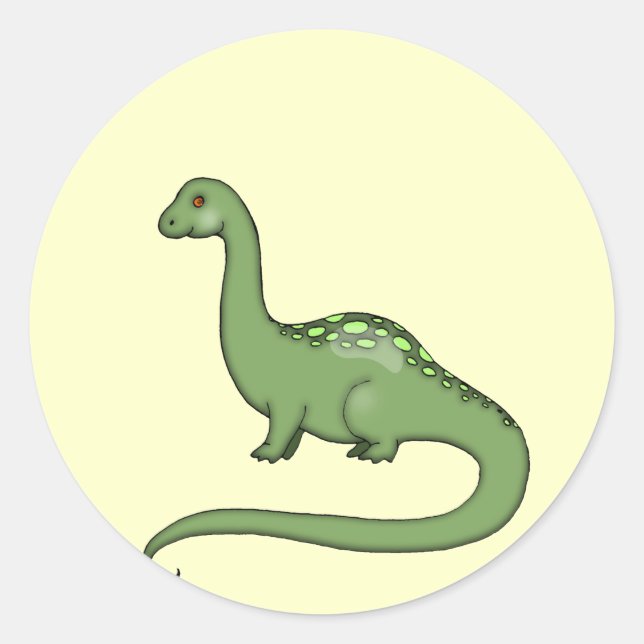 Adesivo de Dinossauro Verde de Crianças Fofas (Frente)