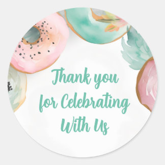 Adesivo de Donut Rosa com Aquarela Doce