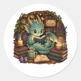 Adesivo de Dragão Amante de Livros Fofos