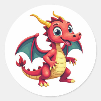 Adesivo de Dragão de Desenho Animado Divertido