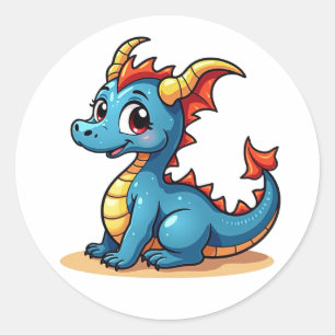 Adesivo de Dragão de Desenho Animado Encantador