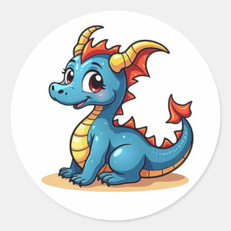 Adesivo de Dragão de Desenho Animado Encantador