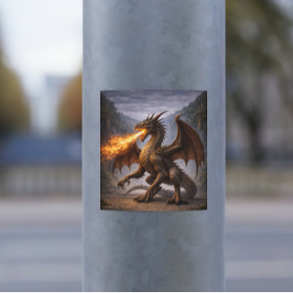 Adesivo de Dragão de Fogo – Feroz Dragão Mitológic