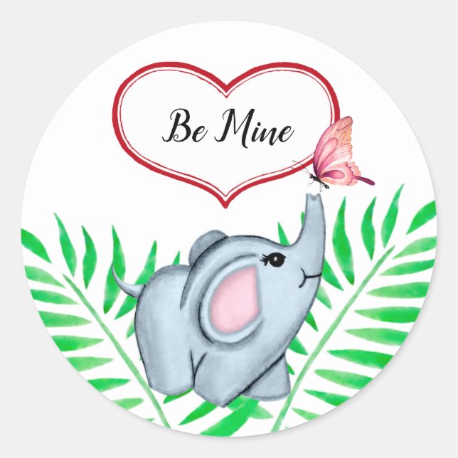 Adesivo de Elefante Bebê e Borboleta (Frente)