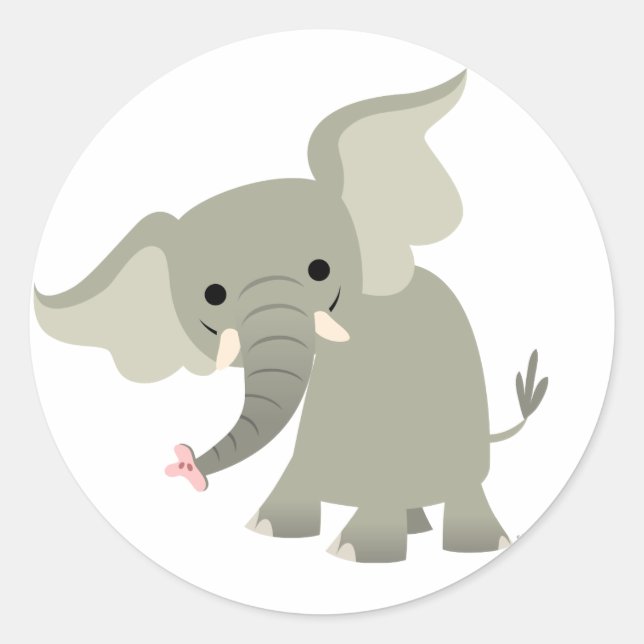 Adesivo de elefante de cartoon curioso (Frente)