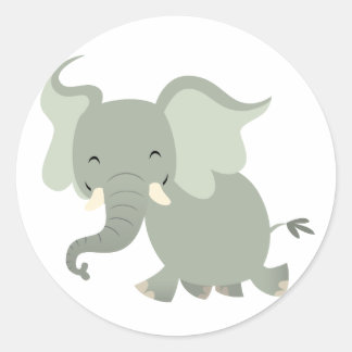 Adesivo de elefante de cartoon de Feliz bonita