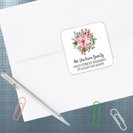Adesivo de Endereço de Devolução de Poinsettia Ros