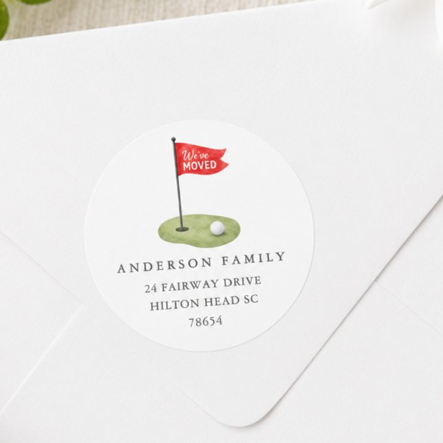Adesivo de Endereço de Mudança de Golfe (Criador carregado)