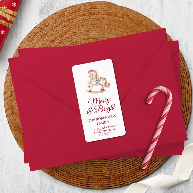 Adesivo de Endereço de Natal com Cavalo Balanço (Criador carregado)